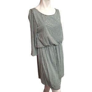 Bhaney y2k Striped Cinch Waist Dress Sz Large Aqua Blue Cute Romantic Date Dress
